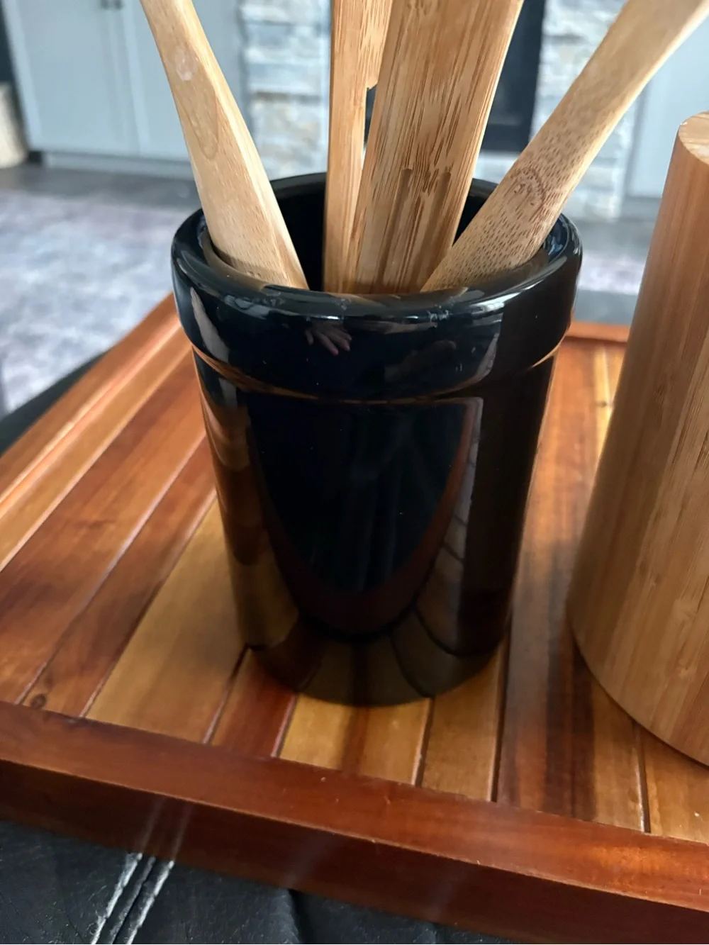 Giada De Laurentiis Bamboo Utensil Holder & Wood Kitchen Utensil Set